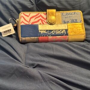 NWT Never Used Vintage Coach Multicolor Patchwork Continental Wallet
